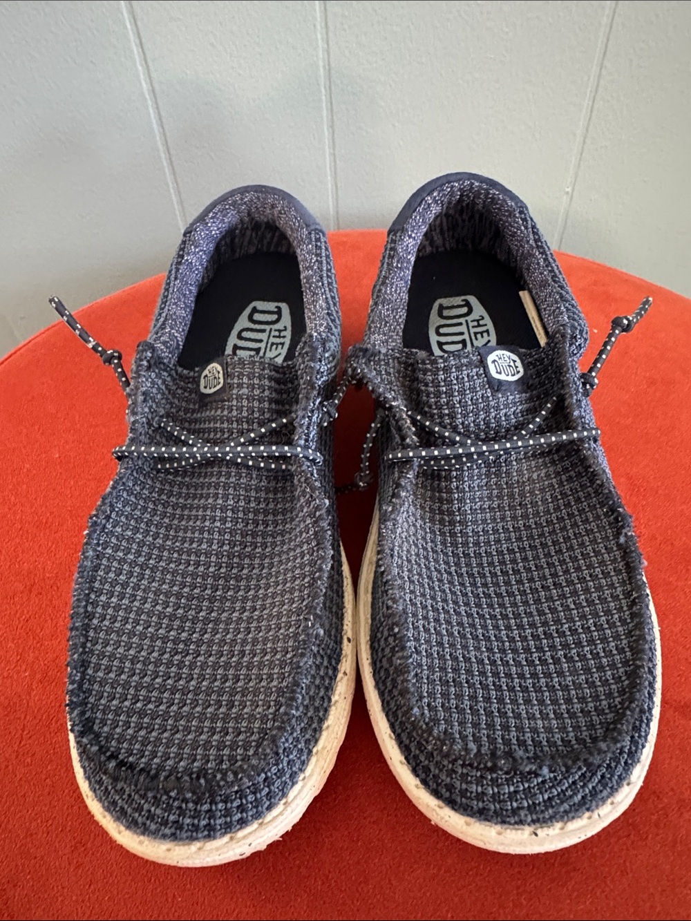 Hey Dude Big Kid Wally Youth Sport Mesh Knit Navy Slip-On Shoes ~ YT2